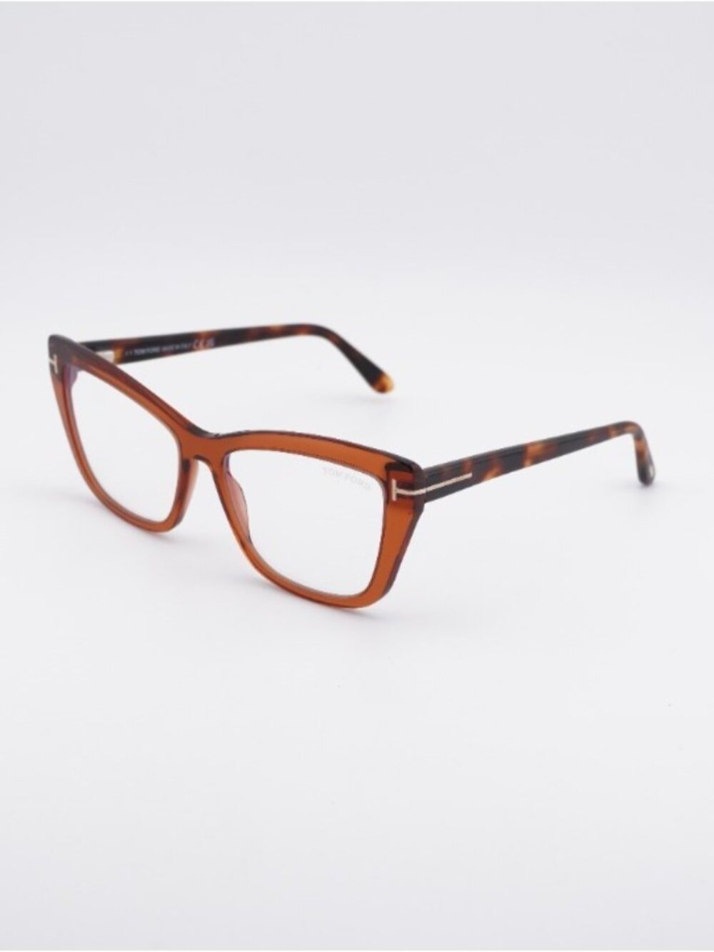 Tom Ford FT5826-B 048 Eyeglasses Shiny Dark Brown 55mm Cat Eye Frame